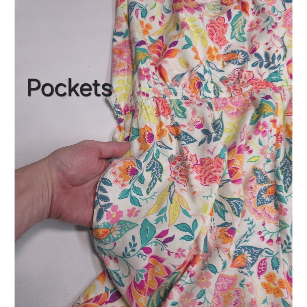 Old Navy XXL Floral Halter Neck Romper with Ring Detail Elastic Waist Multicolor - Picture 5 of 16
